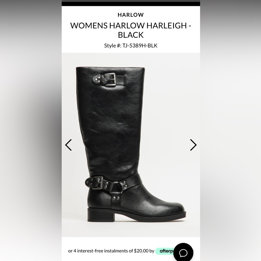 HARLOW Black Knee -High Boots with Buckle Detail BRAND NEW